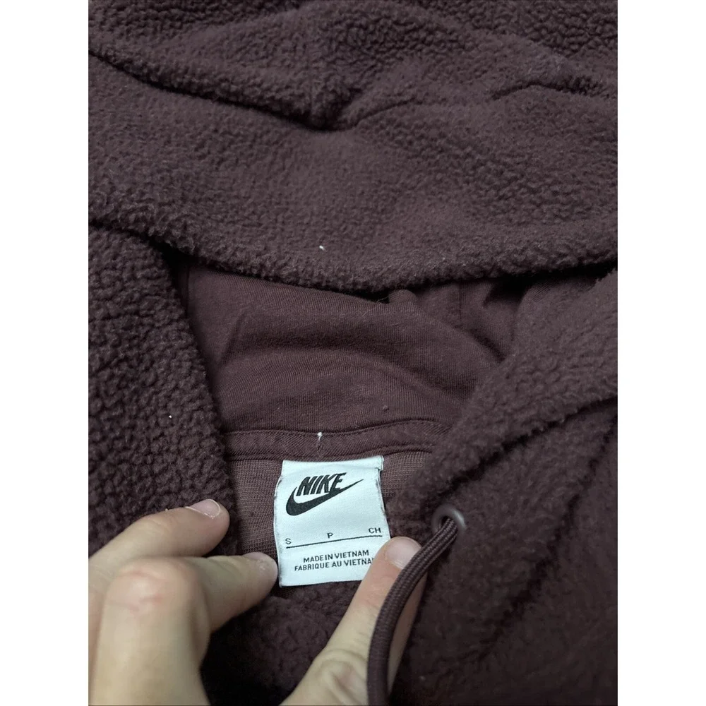 Nike Plush Fleece Pullover Hoodie Sportswear Women Size S Burgundy DQ6840-652